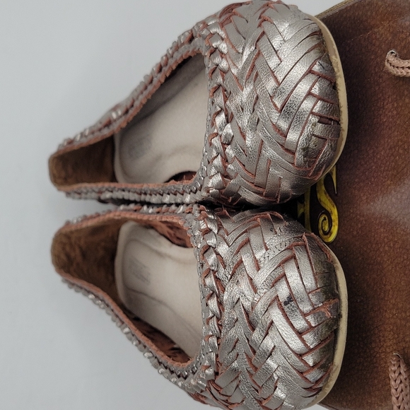 SEYCHELLES Pewter Ballet Flats Woven Metallic Leather 7M - Picture 15 of 16